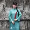 Áo Dài Nữ Lụa Nhũ Cao Cấp, Dáng Suông 2 Tà, Mềm Mịn, Tay Cổ Xếp Ly, Đủ Size, Màu Xanh Lý - An Hòa 16 Áo dài Ly Vũ 4 tà cao cấp