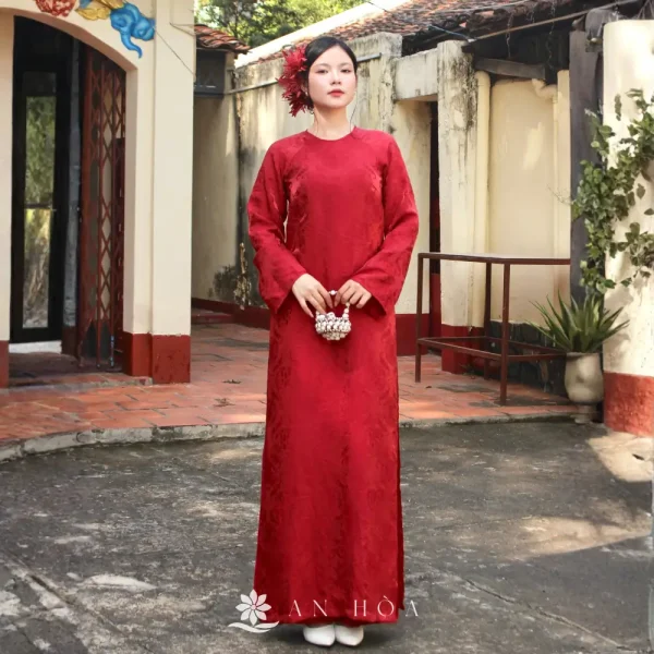Áo dài chu sa 4 tà cao cấp