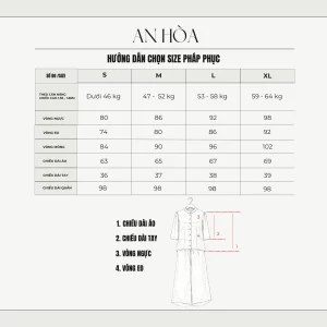 Pháp Phục Ngọc Điệp | Pháp phục cao cấp - Màu xanh biển trầm 18 Bảng size