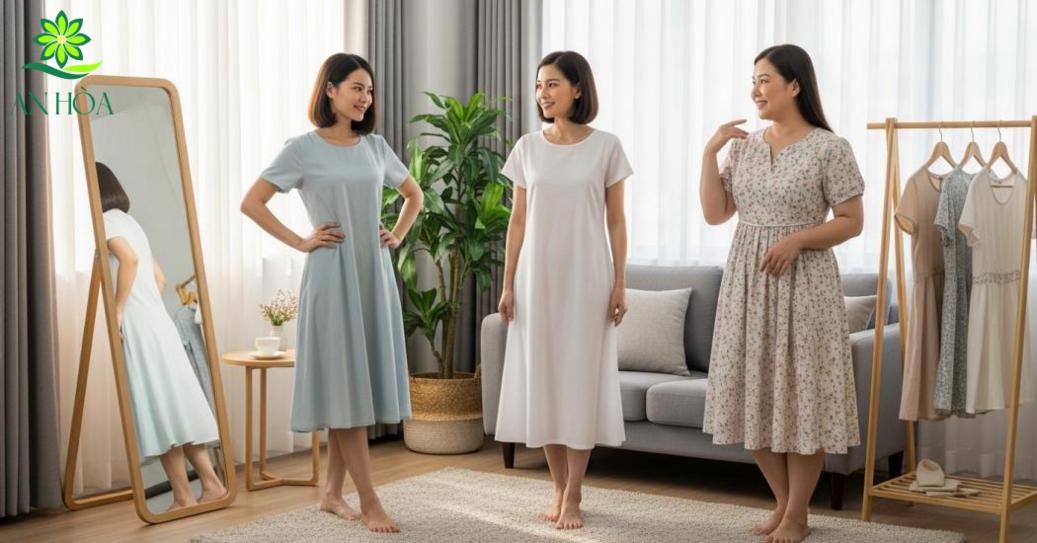 Chọn đầm mặc nhà theo vóc dáng để mặc đẹp và thoải mái hơn