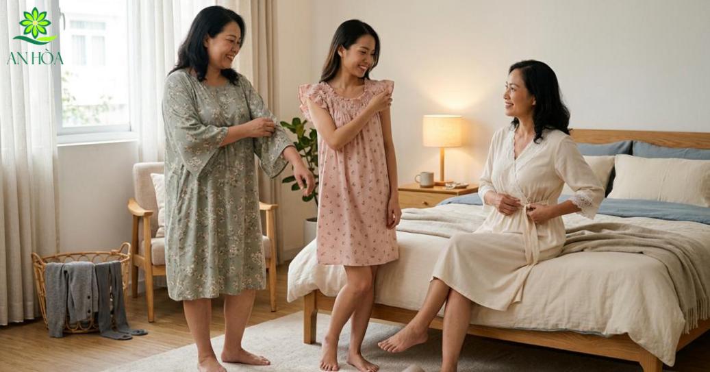 Chọn đầm ngủ có tay theo dáng người và mùa Chọn đầm ngủ có tay theo dáng người và mùa