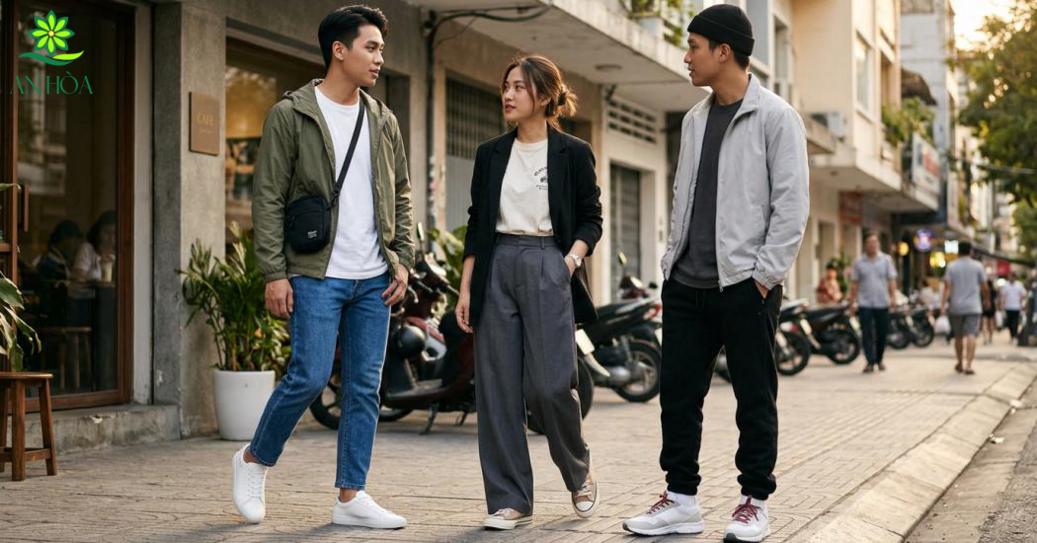 Chọn quần và giày phù hợp: jeans, ống rộng, jogger và sneaker Chọn quần và giày phù hợp: jeans, ống rộng, jogger và sneaker