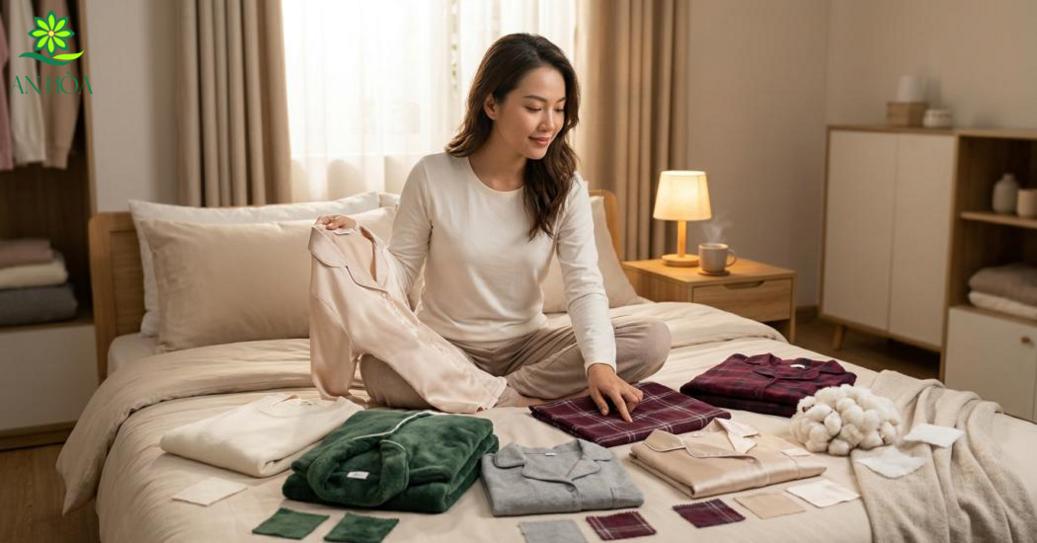 Chất liệu quần áo ngủ mùa đông cho nữ
