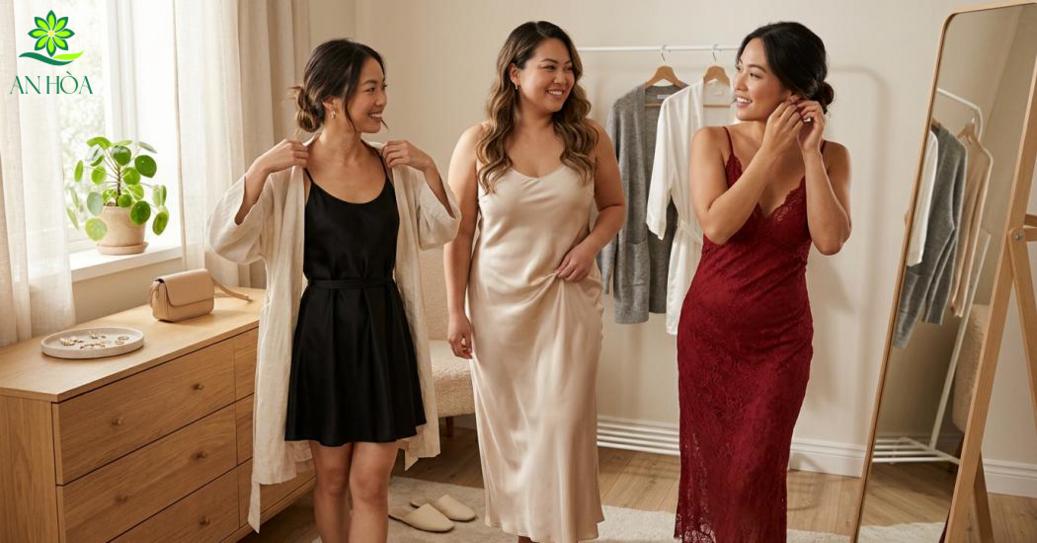 Chọn váy ngủ đúng dáng giúp tổng thể mềm mại hơn mà vẫn giữ được sự thoải mái khi mặc