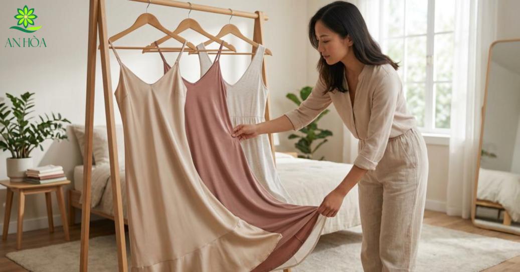 Chất liệu quyết định rất nhiều đến cảm giác của một chiếc váy ngủ dài Chất liệu quyết định rất nhiều đến cảm giác của một chiếc váy ngủ dài