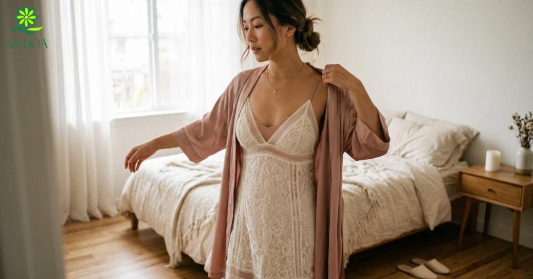 Một bộ váy ngủ ren đẹp không chỉ nằm ở chất liệu, mà còn ở cách phối để giữ đúng độ tinh tế