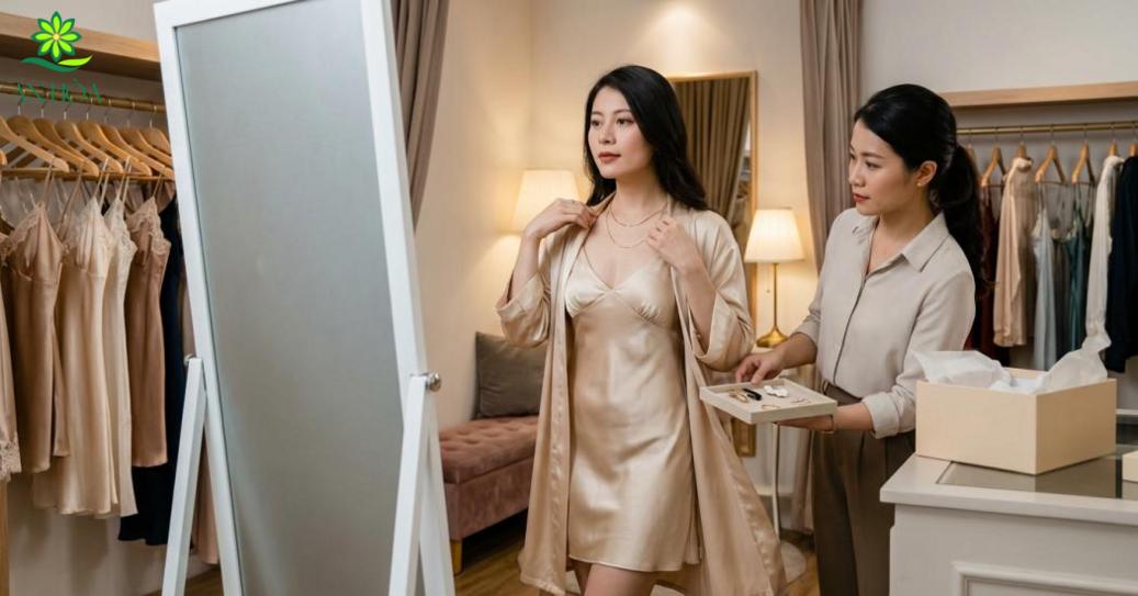 Một chiếc váy ngủ sexy sẽ cuốn hút hơn khi đi cùng áo choàng mỏng, nội y tinh tế và vài điểm nhấn vừa đủ Một chiếc váy ngủ sexy sẽ cuốn hút hơn khi đi cùng áo choàng mỏng, nội y tinh tế và vài điểm nhấn vừa đủ