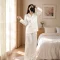 Bộ Mặc Nhà Lụa Queen Cao Cấp Nữ - Set Dài Tay Mềm Mại, Thoáng Mát, Sang Trọng - Màu Kem - An Hòa 17 Set Mặc Nhà | Set đồ mặc nhà dáng dài cao cấp