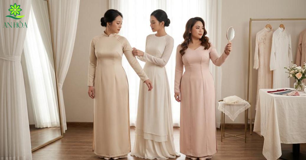 Chọn áo dài cưới theo dáng người giúp tôn ưu điểm và tạo tổng thể cân đối. Chọn áo dài cưới theo dáng người giúp tôn ưu điểm và tạo tổng thể cân đối.