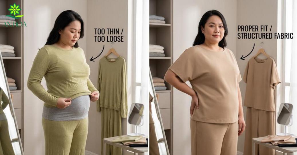 Đồ bộ chất liệu đứng phom cho người béo bụng nên ưu tiên thế nào Đồ bộ chất liệu đứng phom cho người béo bụng nên ưu tiên thế nào